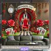 Sfondo per Feste 2D Fantasioso Paese delle Meraviglie Trono Rosso con Rose & Orologio