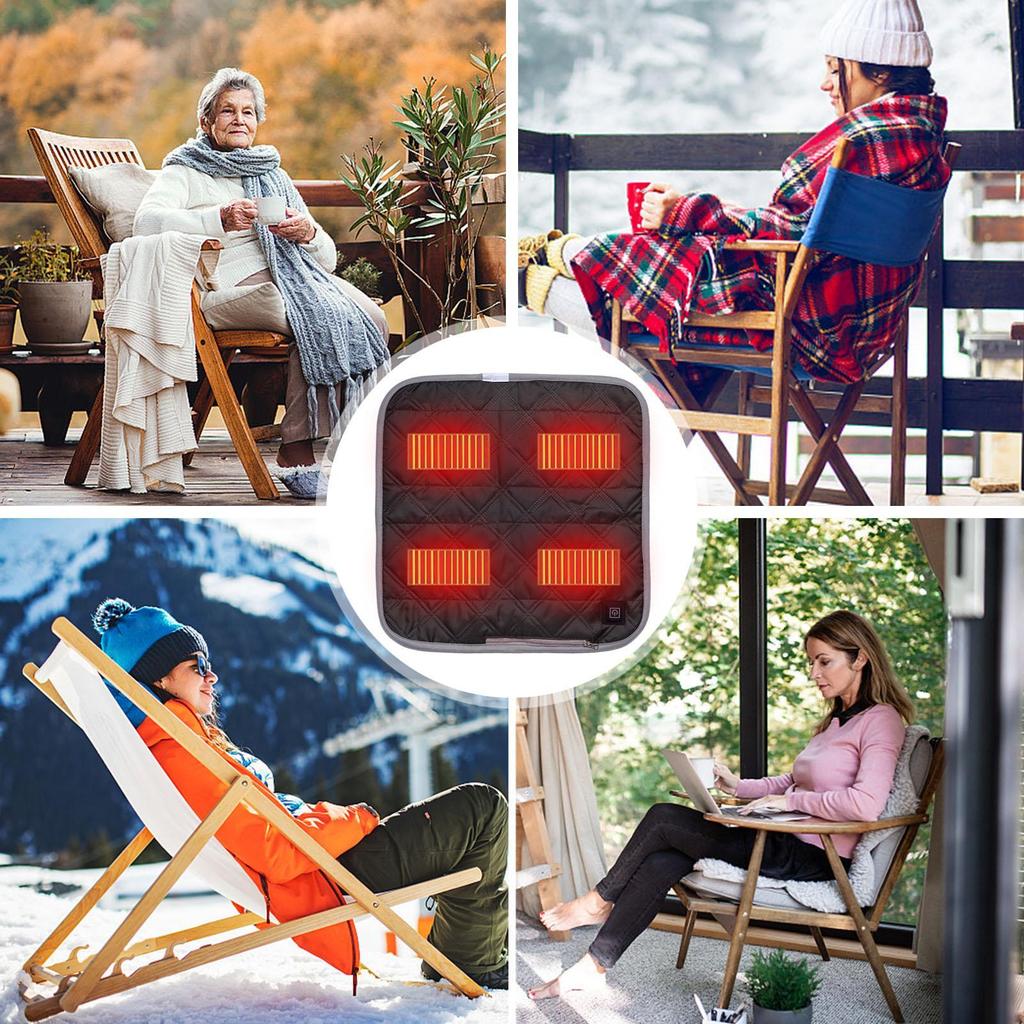 USB Charging Electric Mat With 3Heating Modes Intelligent Temperature Control Areas Camping Chair Heated Cushion for Winter Warm