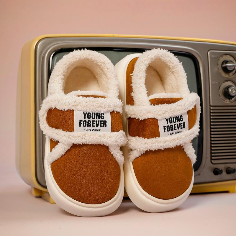 thick-soled cotton slippers women's autumn and winter new indoor home bag and velvet outer confinement cotton shoes