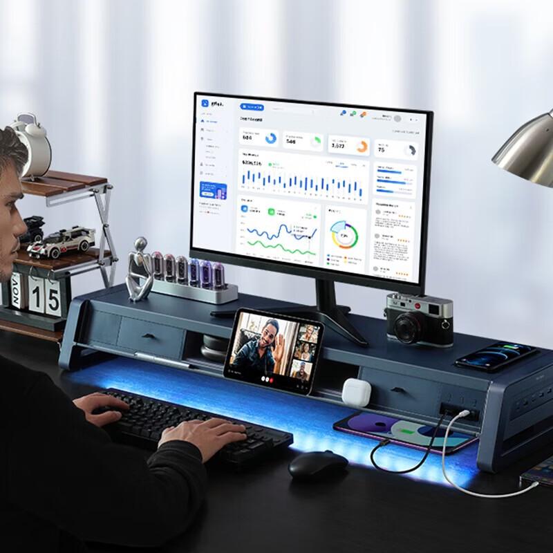 Metal Monitor Riser with USB 3.0 Hub & Fast Charging