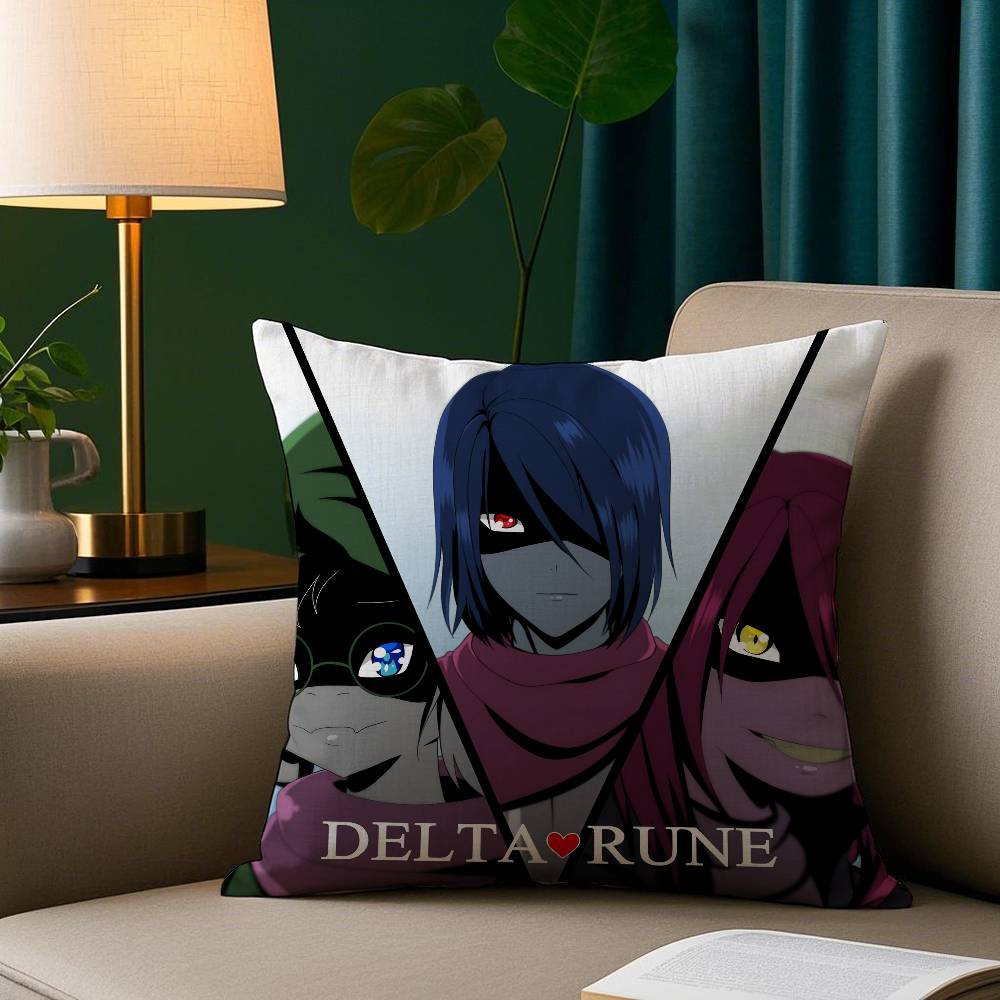 Spiel D-Deltarunes Kissenbezug Plüschstoff Weicher Kissenbezug Beidseitiger Druck Sofakissenbezug Wurfkissen