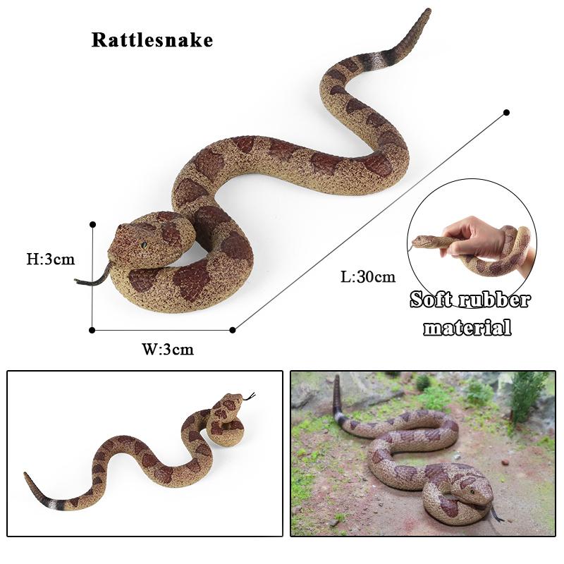 Oenux Forest Savage Snakes Animals TPR Rattlesnake Python Cobra Action Figures Lifelike Model Education Kids Toy Gift Prank toy