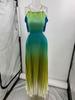 2025 European & American Gradient Sleeveless Backless Pleated Dress