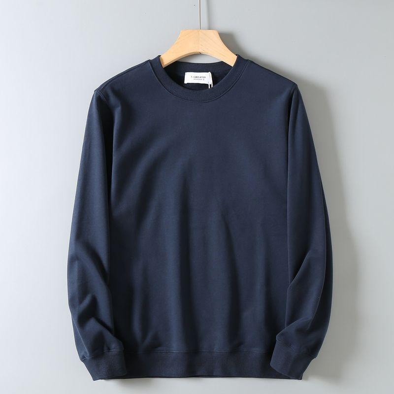 Foreign Trade Export Surplus Autumn and Winter Fleece Solid Color Basic Pullover Sweatshirt for Men, Casual Versatile Round Neck Long Sleeve Jacket