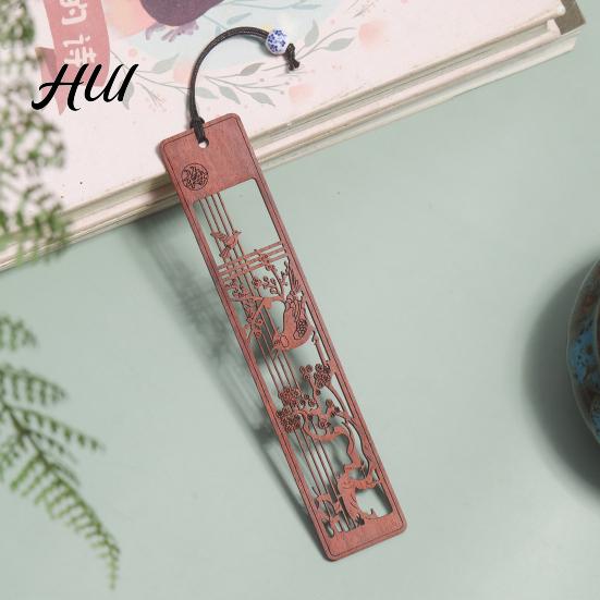 Hohlmuster Lesezeichen Rosenholz Lesezeichen, Pflaumenorchidee Bambus Chrysantheme Geschnitzt Klassisch Papierfreundlich Traditioneller Chinesischer Stil Holz Seite