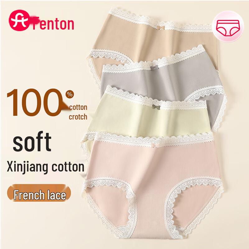 Fenteng Women s 4-Pack Antibacterial Cotton Lace Underwear M