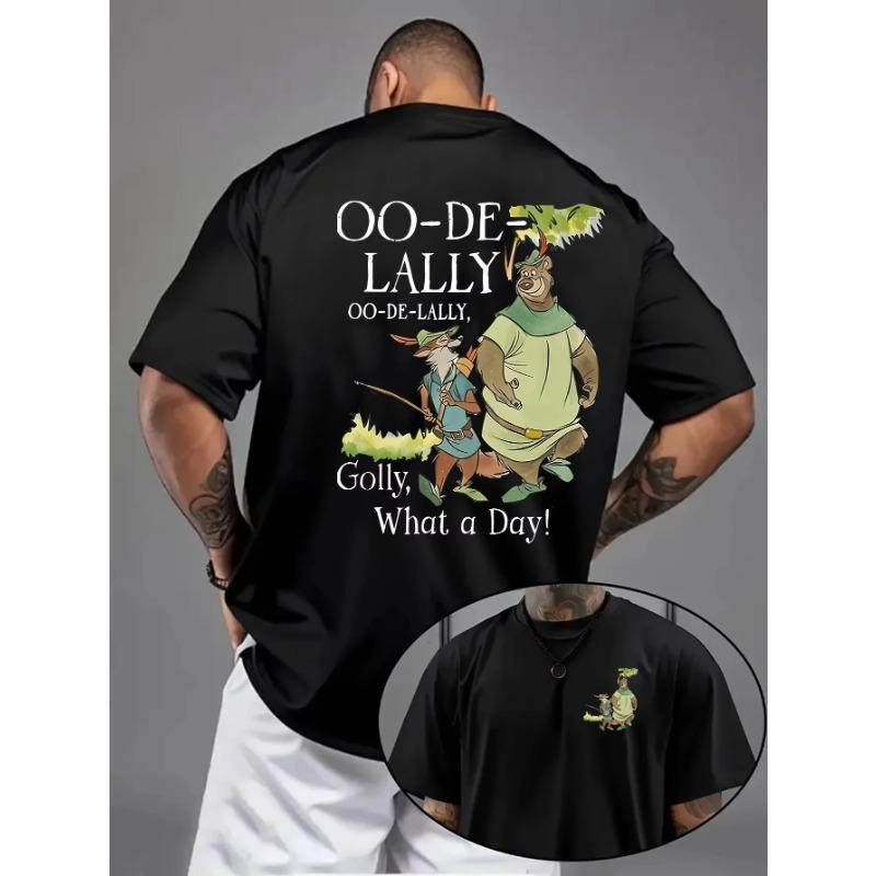 Disney Men s Robin Hood Pattern T-shirt - OO-DE-LALLY & GOLLY WHAT A DAY! Regular Printed Summer Casual T-shirt for Sports S