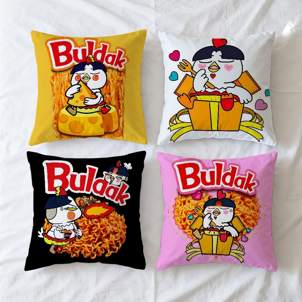 Kwaii Cushion Cover Soft Case Anime R-RamenS Sofa Living Room Logo Home Comfortable Office Decor Protective Pillow B-BuldakS