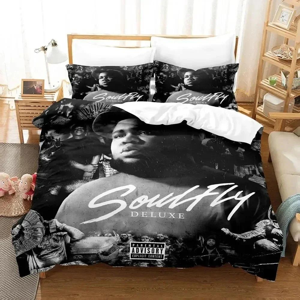 Set Biancheria da Letto Rapper Rod Wave Stampa 3D Copripiumino Set Letto Coperta Federa Piumone King Queen Size per Ragazzi Adulti
