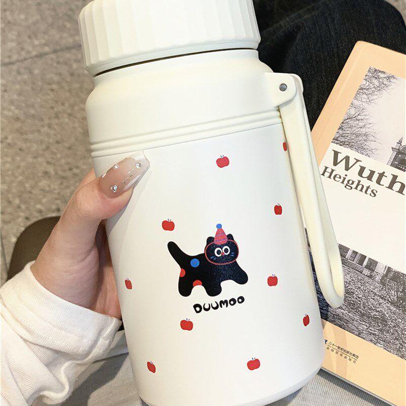 

Large-Capacity Thermos Cup for Women with Good Looks, 2024 New Model, Tea-Water Separation Tea Cup, Portable Cup for Students and Office Apple Cat-1000Ml Comes with Tea Drain