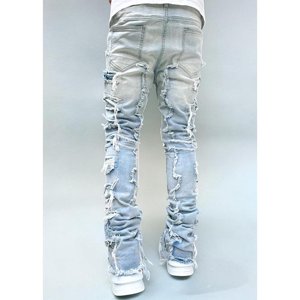 Men's 2025 Retro High Street Loose Straight-Leg Patch Applique Jeans