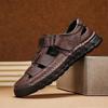 Men's Closed Toe Sandals Large Size Genuine Leather Casual Sandals Outdoor Hiking Sandals Hand Sewn Casual Sandals
