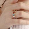 Charm Fashion Colorful Rainbow Crystal Geometric Mixed Shape Gemstone Eternity Rings for Women Party Daily Wear Jewelry Gifts