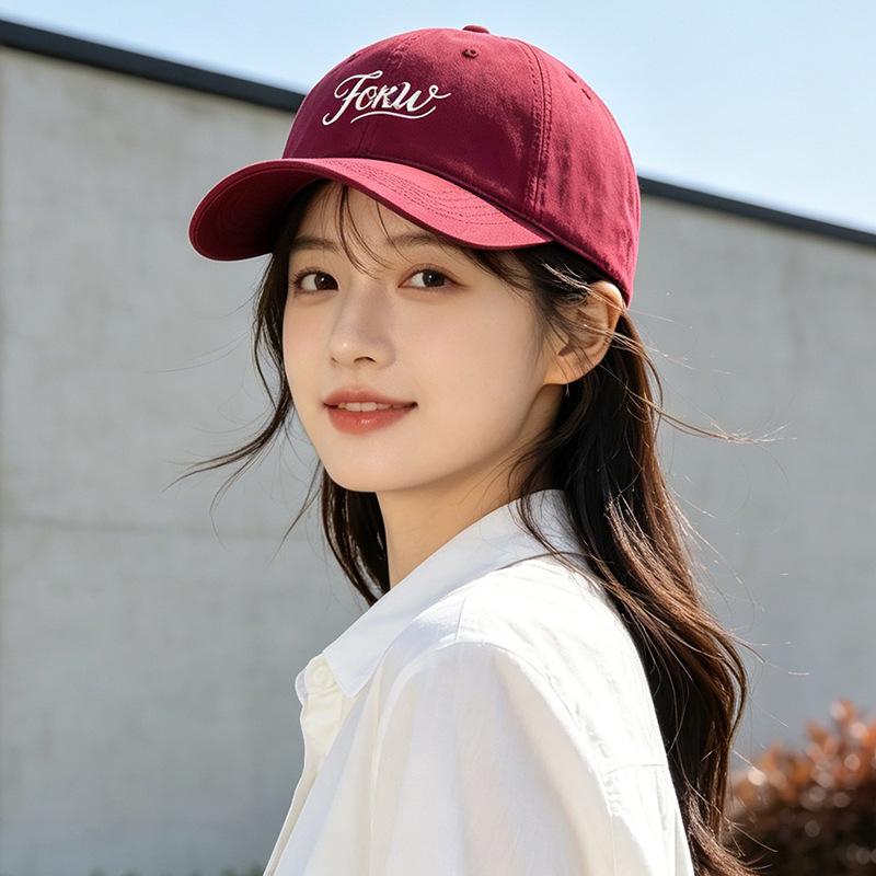 Fashion Hat Women's Baseball Cap New Korean Embroidered Versatile Baseball Cap Face-Flattering Small and Large Brimmed Sunshade Sun Hat