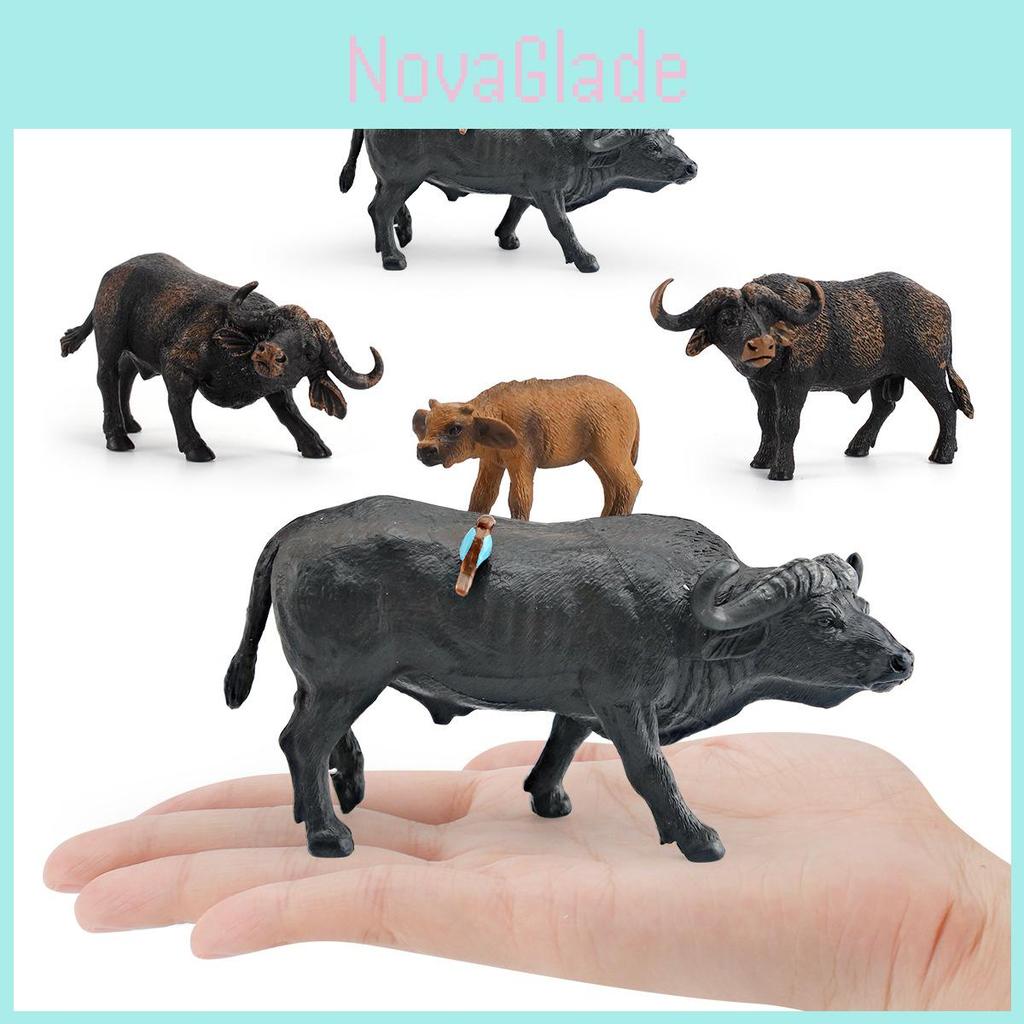 Modellino in PVC Solido di Bufalo d'Acqua Africano con Design Realistico per Giocattoli Educativi per Bambini