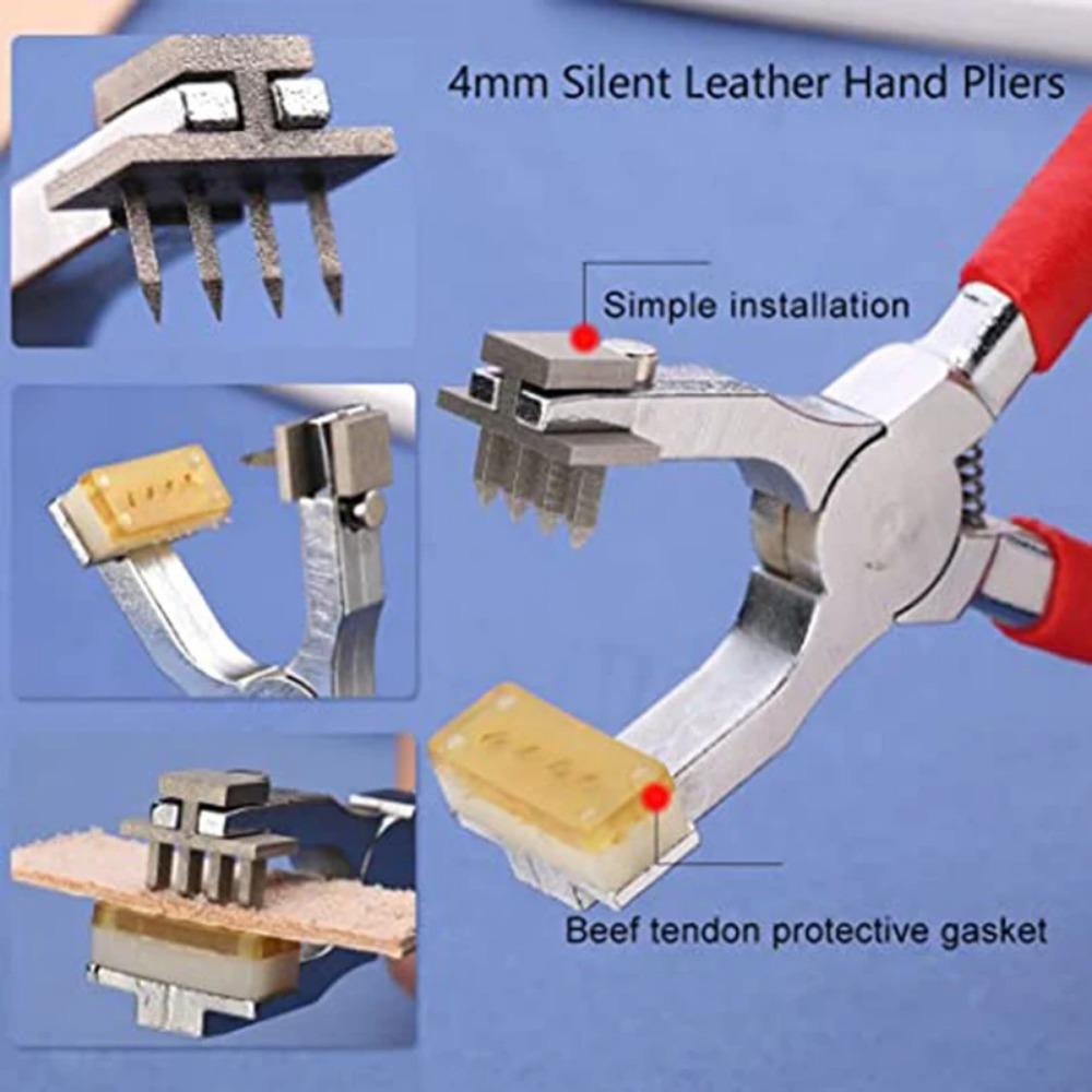 Creative Leather Leather Goods Clamp Tool Craft Punch Handheld Silent Punch Tool Pliers Sewing Stitch Chisel Diamond 4mm Punch