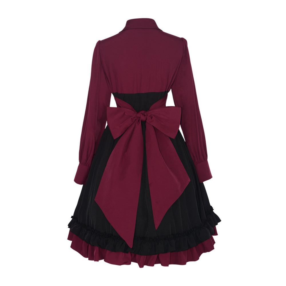 Gothic Butterfly Bow Dress With Polyester Fabric For Cosplay And Stage Performances