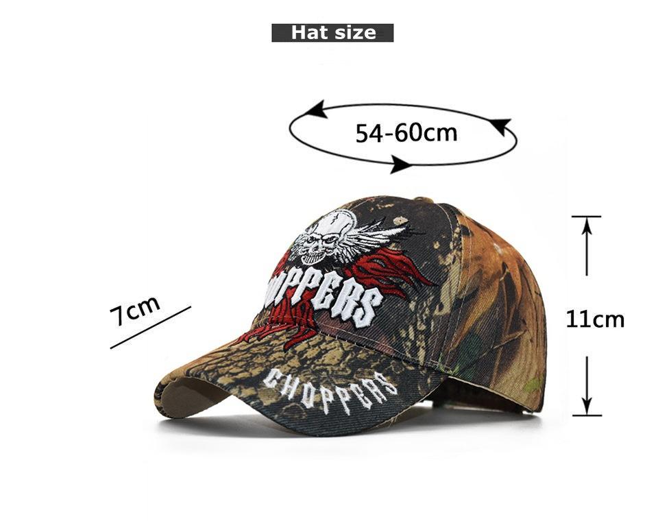 Popular Camouflage 3D Embroidered Skull Personalized Unisex Adjustable 100% Cotton Baseball Cap
