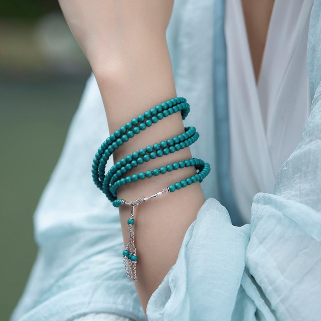 Handmade Muslim Prayer Beads Chain Imitation Turquoise Cultural Accessory For Daily Worship And Fashion Jewelry