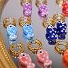 1Pair Cartoon Cute Ceramic Fish Pendant Hoop Earrings For Women Girls  Versatile Ear Buckle Jewelry Accessories Gifts