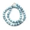 8mm Přírodní Akvamarín Barvený B Korálky Drahokamy Šperky Ruční Výroba Krásný Choker Náhrdelník pro Ženy 17-20" K Dárku k Výročí 8BN-62