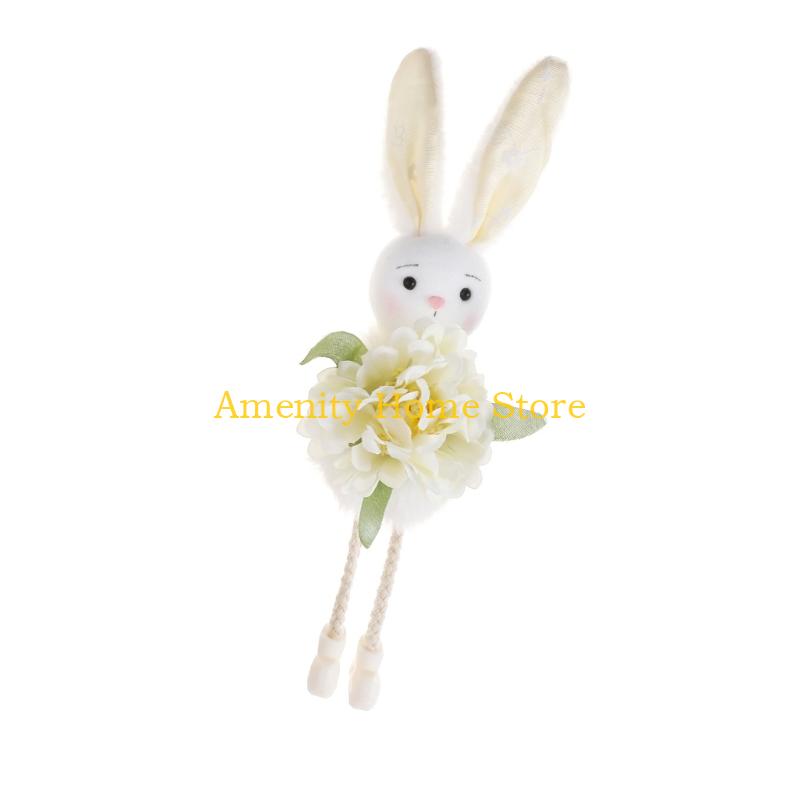 F26C Easter Rabbit Doll Hanging Decoration Polyester Plastic Rabbit Pendant for Door
