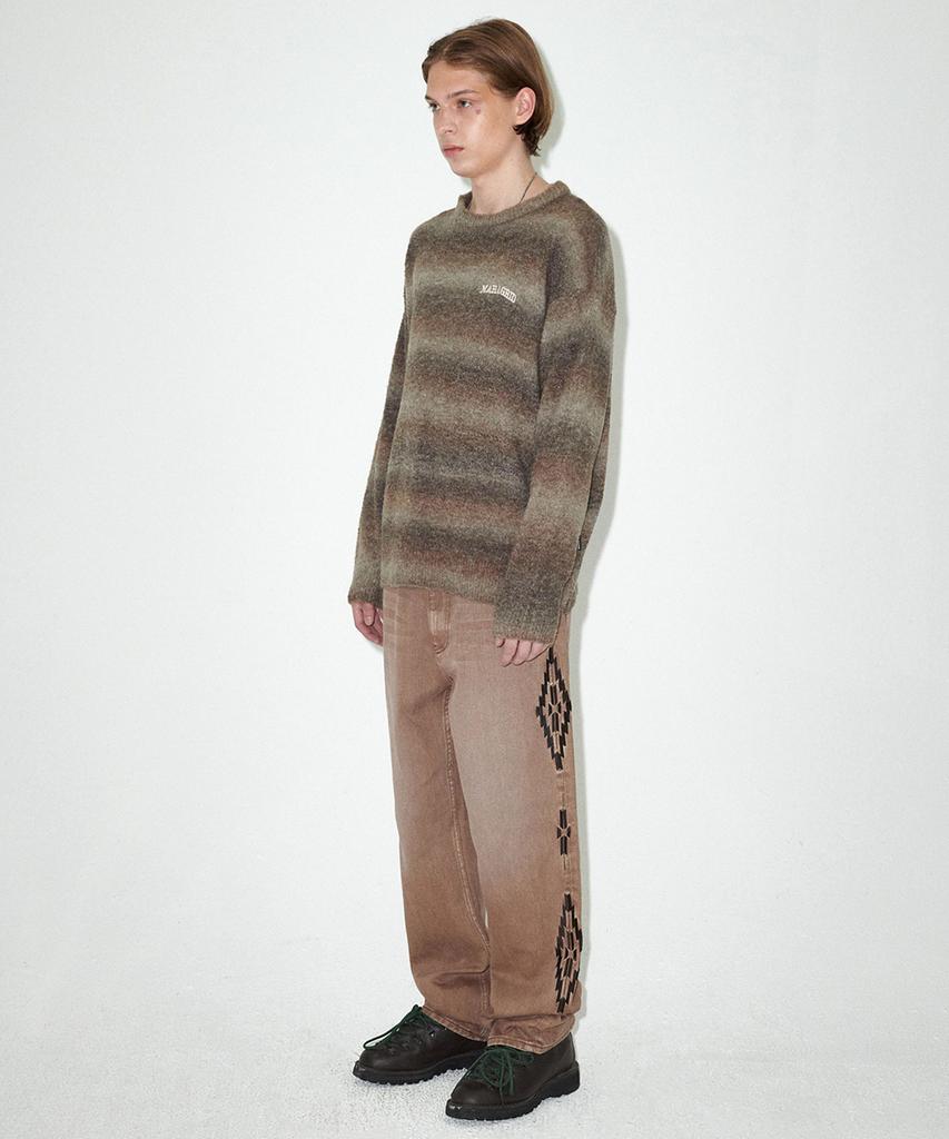 MAHAGRID Varsity Logo Gradation Knit Sweater Brown(Mg2Efmk606A)