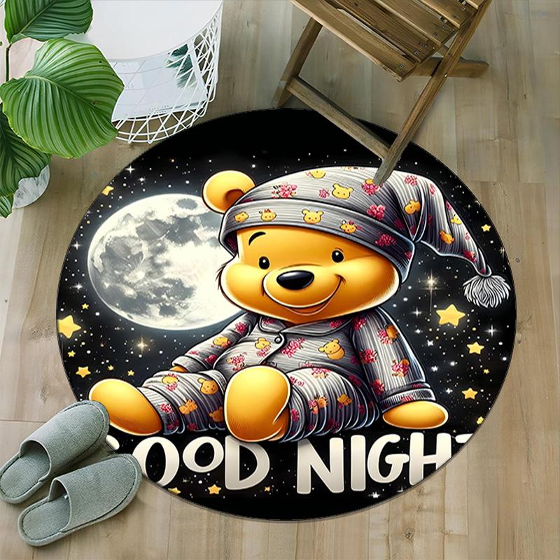 1pc Pooh Bear Carpet, Round Rug, Comfortable, Suitable for Entryways, Living Rooms, Office, And Bedrooms, Christmas Decoration