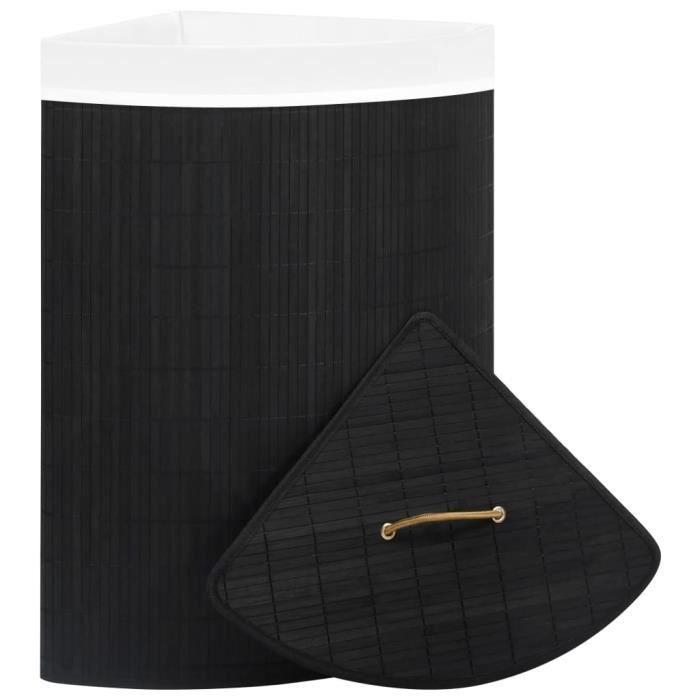 VidaXL Panier à linge d'angle Bambou Noir 60 L