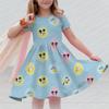Disney Mickey Mouse Minnie Print Summer Dress Kids Girl Clothes Sweet Desserts Short Sleeve Casua Fashion Birthday Girl Dress