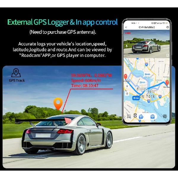 E-ACE 9.66 inch Dash Cam 4K HD WiFi Driving Recorder Carplay & Android Auto Night Vision Recorder Car DVR