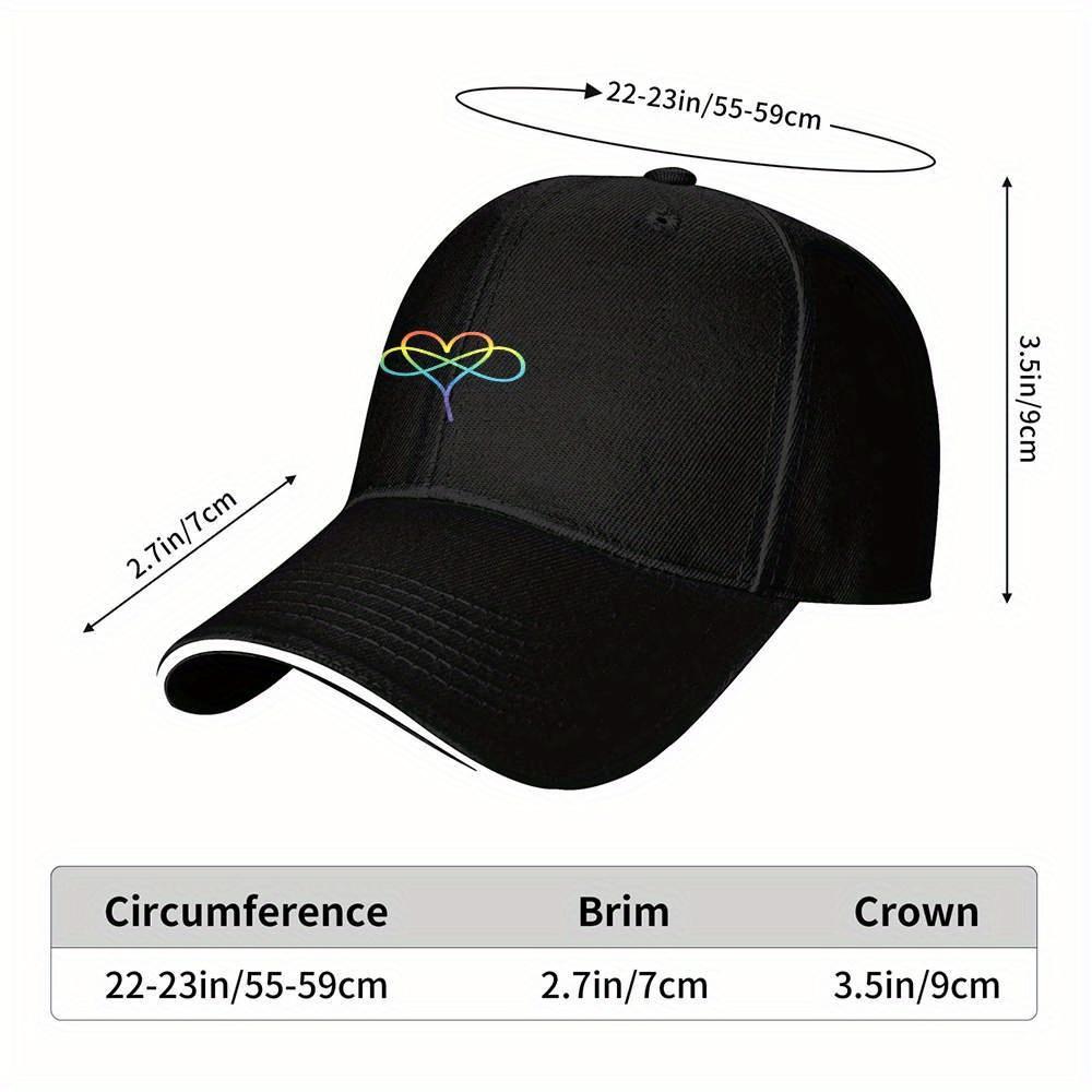 Rainbow Infinity Heart Baseball Cap Polyester Adjustable Adult Unisex Casual Gift