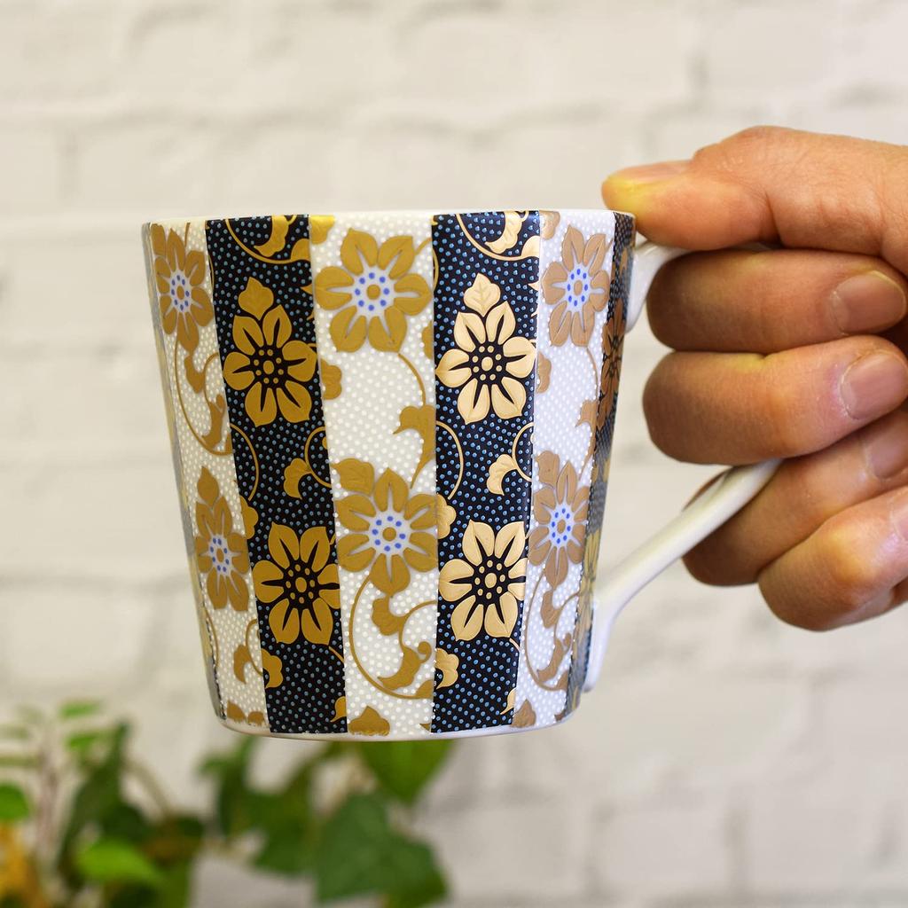 Mug Stylish Tableware Kutani Ware Blue Grain White Grain Tetsusen Pattern Pottery Luxury Brand Made In Japan