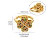 18K Gold Plated Offener Ring Drehbar Vierblättriges Kleeblatt Eingelegt Farbe Zirkon Damenschmuck