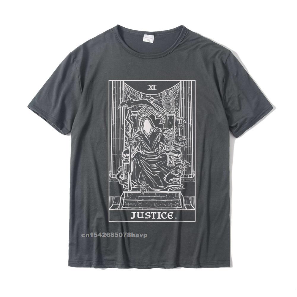 Justice Tarot Card Grim Reaper Halloween Goth Horror Occult T-Shirt Normal Cotton Tops Shirt Casual Discount T Shirts