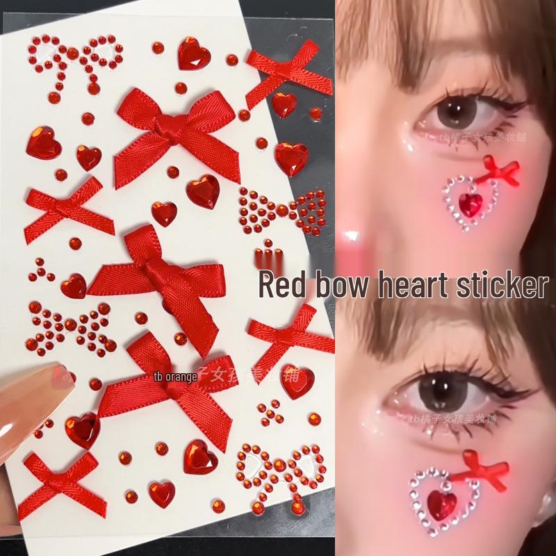 Dopamine Makeup Heart Stickers: Colorful Face & Nail Decorations for Festivals