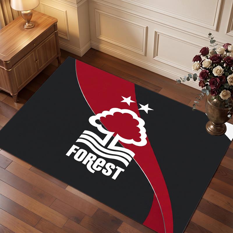 Nottingham Forest Football Print Crystal Velvet Rug, Comfortable Water Absorbent Non Slip Indoor Floor Carpet
