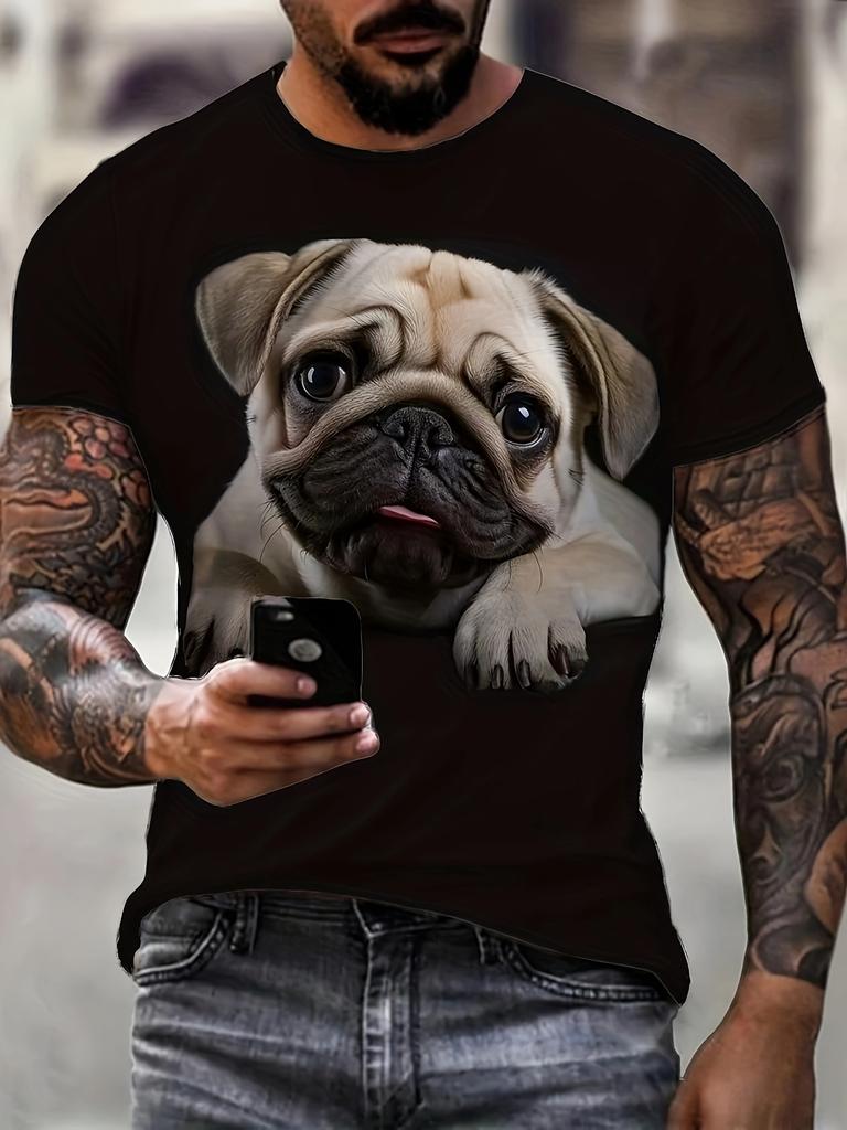 3D Digital Printing Men's T-shirt, Casual Round-neck Short-sleeved