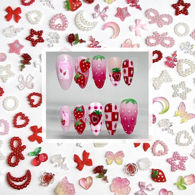 WTEMPO Mini 3D Resin Nail Art Decorations Mixed Flower/Bow/Heart/Rose/Moon/Star Designs Crafts Making Accessories DIY Decorations Supplies
