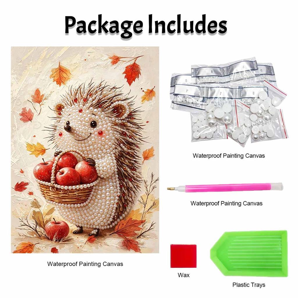 Animal Pearl Painting Handmade DIY Autumn Hedgehog Pearl Art Painting Stickers Home Decoration Gift