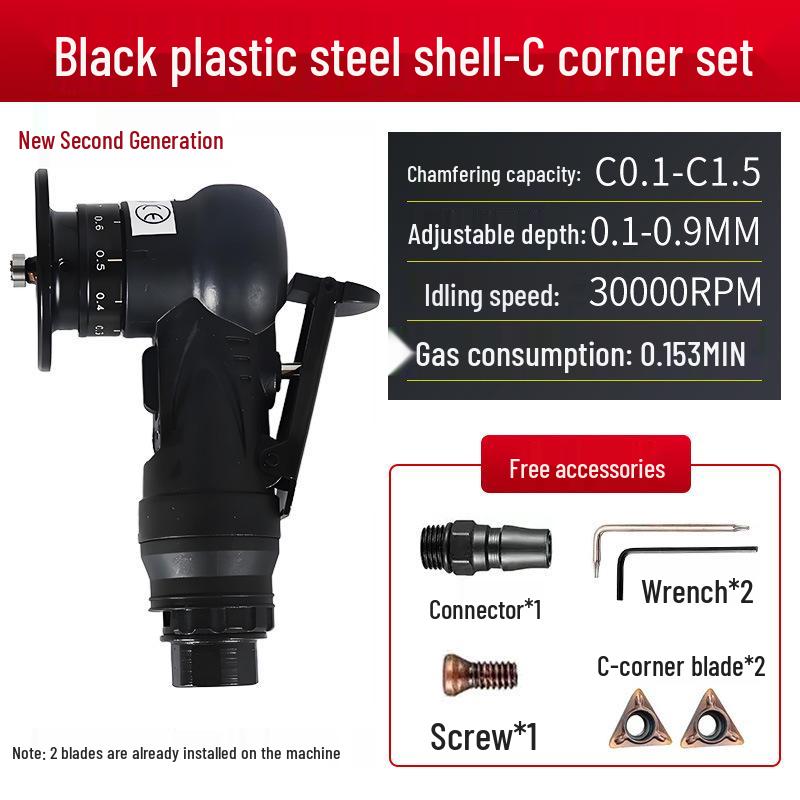 Handheld Mini Pneumatic Chamfering Machine: 45° C/R-Angle Deburring Tool for Woodworking and Metal