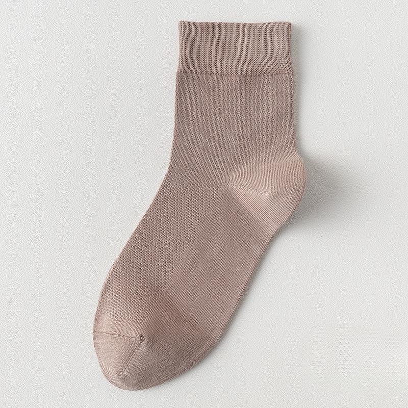 Men Spring and Summer Thin Cotton Pure Color Mesh Anti Bacterial Deodorant Socks