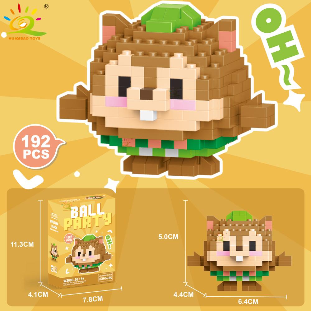 HUIQIBAO Mini Cute Animal Micro Building Blocks 3D Diamond BEE Cat Panda Model Bricks DIY City Construction Toys for Children