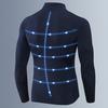 Autumn Winter Men Thermal Top Plush Lining Zipper Stand-up Collar Long Sleeve Shirt Slim Fit Stretch Casual Solid Color Cold Weather Warm Base
