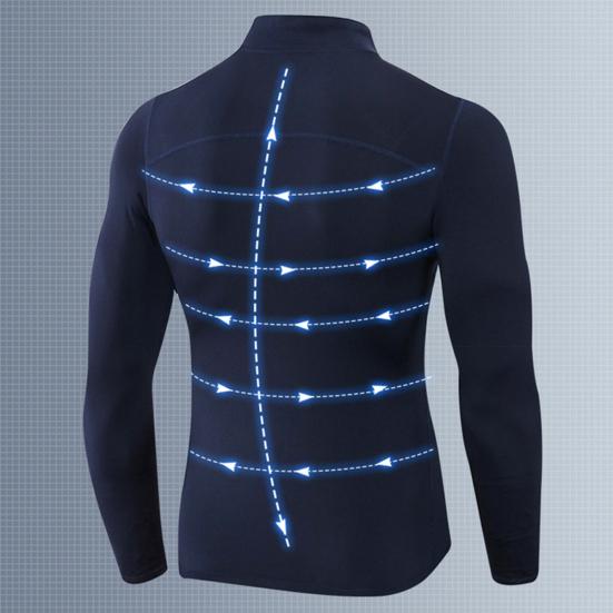 Autumn Winter Men Thermal Top Plush Lining Zipper Stand-up Collar Long Sleeve Shirt Slim Fit Stretch Casual Solid Color Cold Weather Warm Base