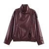 European & American Women's Faux Leather Stand Collar Jacket - Hot Selling Fashion Coat