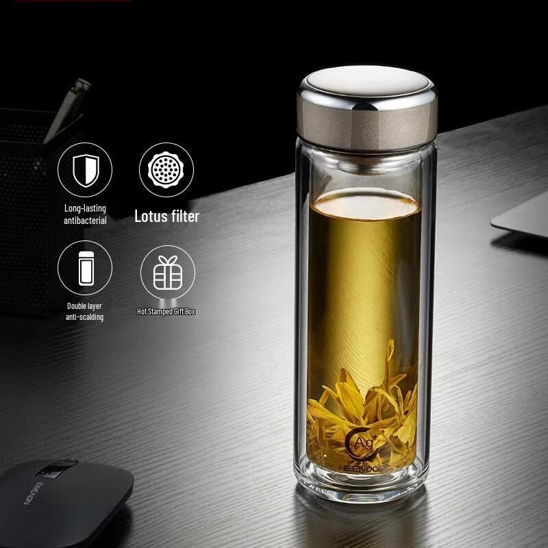 Xinuo XN-1937 Double-Layer Insulated Glass Tea Bottle