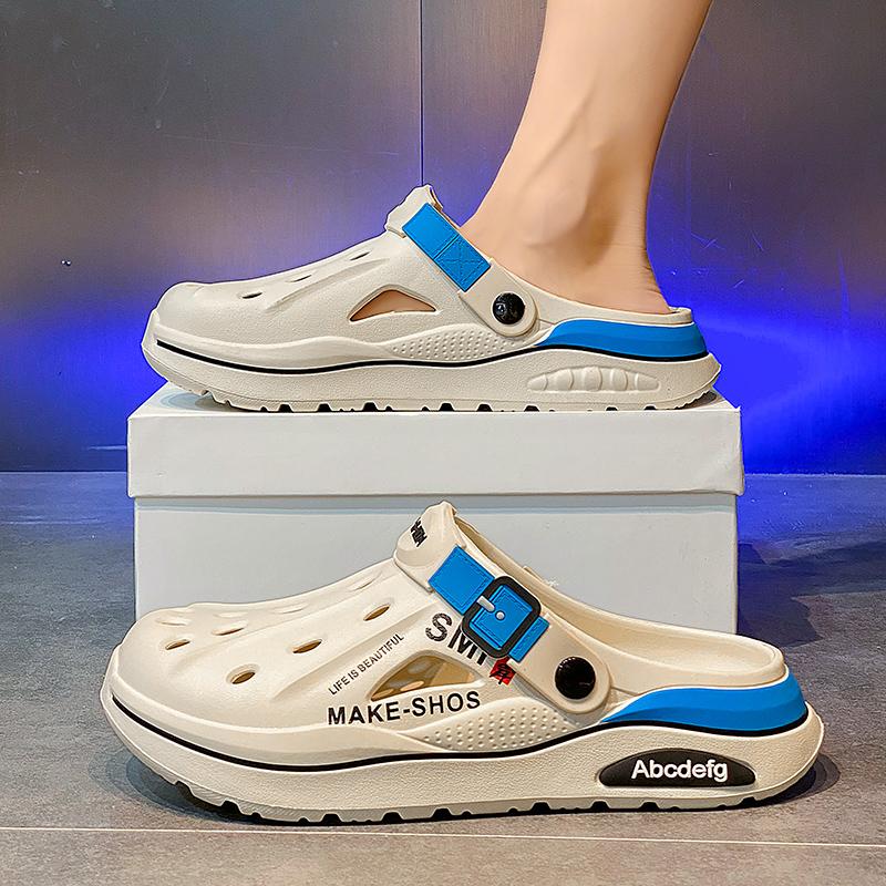Sommer Herren Clogs Rutschfest Dicksohlige Freizeitschuhe Oberbekleidung Strand Weichsohlige Baotou Hausschuhe Herren Hausschuhe Sandalen