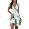Women's Casual Fashion V-Neck Short Sleeve Patchwork Floral Print Dresses