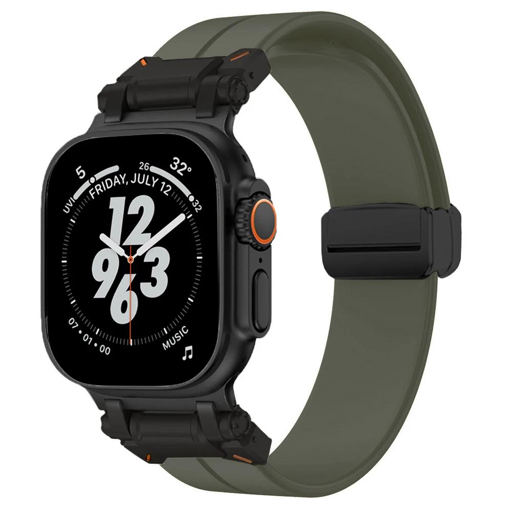 Silicone Loop Strap for Apple Watch Ultra 2 49mm 10 46mm Sports Magnetic Bracelet for iWatch Series 9 8 7 45mm 6 5 SE 44mm Band